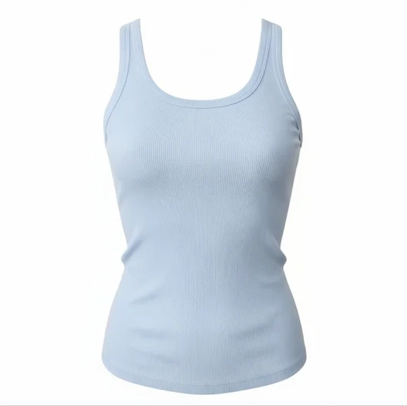 Great Condition. Rachel Zoe Sky Blue Ribbed Tank Top - Picture 1 of 7
